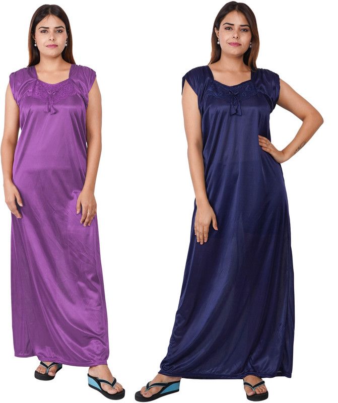 Women Nighty  (Purple, Blue)