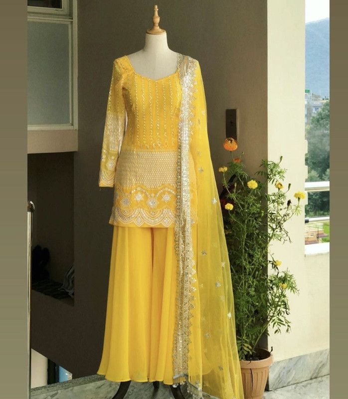 Women Georgette Top and Palazzo Set