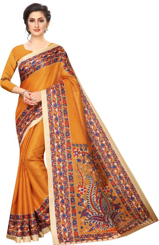 Self Design Madhubani Pure Silk Saree  (Yellow)