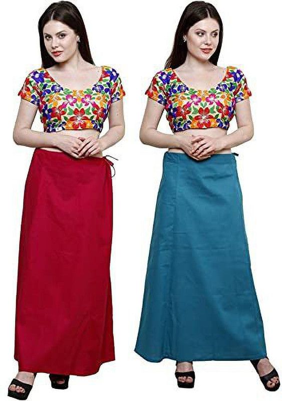 Tfsh Marron_ Sky Blue Combo- 2 Pure Cotton Petticoat  (Free)