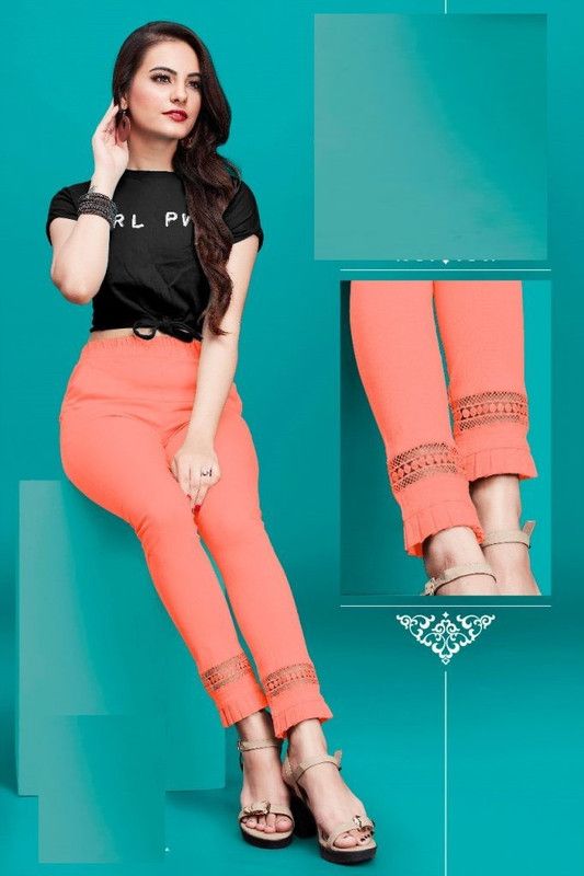Ankle Length Western Wear Legging  (Orange)