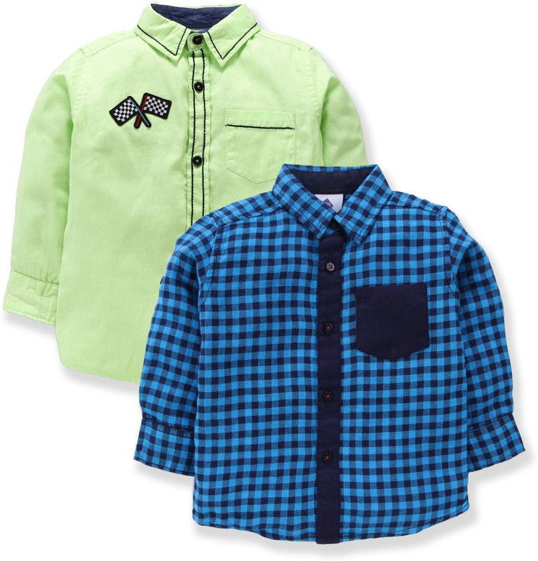 Baby Boys Regular Fit Checkered Casual Shirt  (Pack of 2)