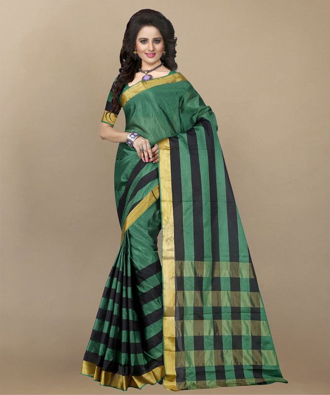 Striped Daily Wear Tussar Silk Saree  (Multicolor)