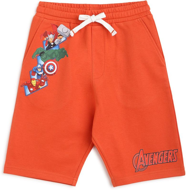 Short For Boys Casual Printed Cotton Blend  (Orange, Pack of 1)