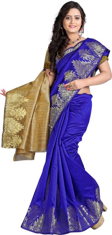 Woven Bollywood Art Silk Saree  (Dark Blue)