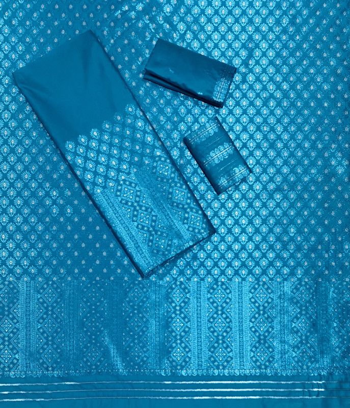 Woven Mekhela Chador Polyester Saree  (Dark Blue)
