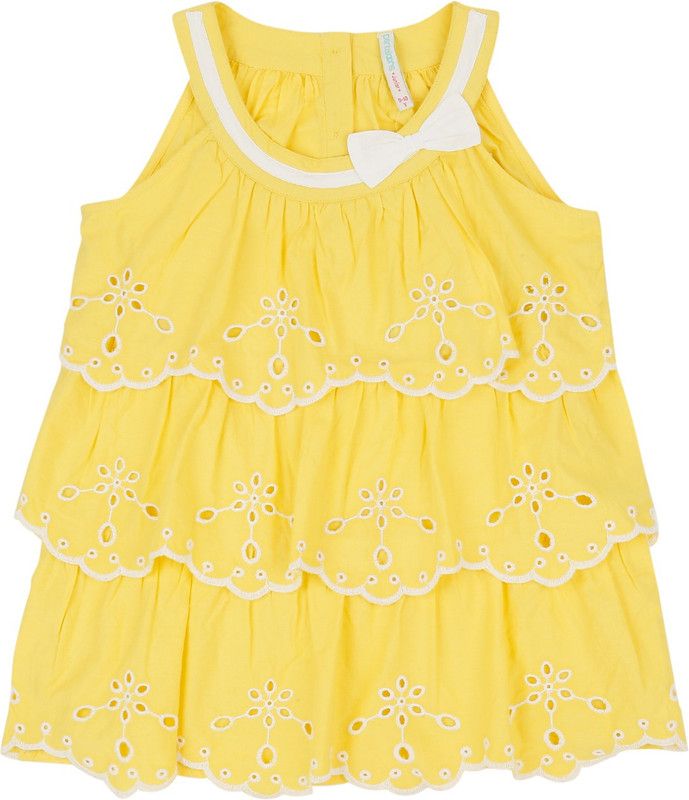 Girls Pure Cotton Blouson Top  (Yellow, Pack of 1)
