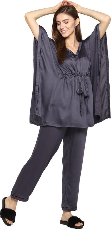 Solid Pure Satin Women Kaftan