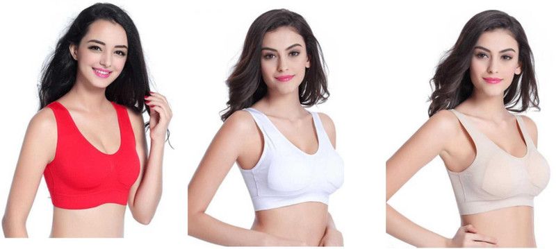 Pack of 3 Women Sports Non Padded Bra  (Red, White, Beige)