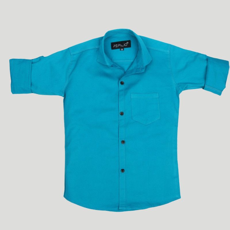 Boys Solid Casual Light Blue Shirt