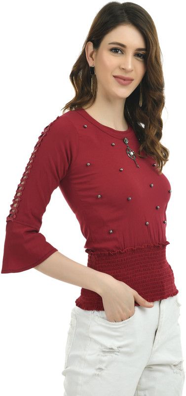 3/4 Sleeve Maroon Top