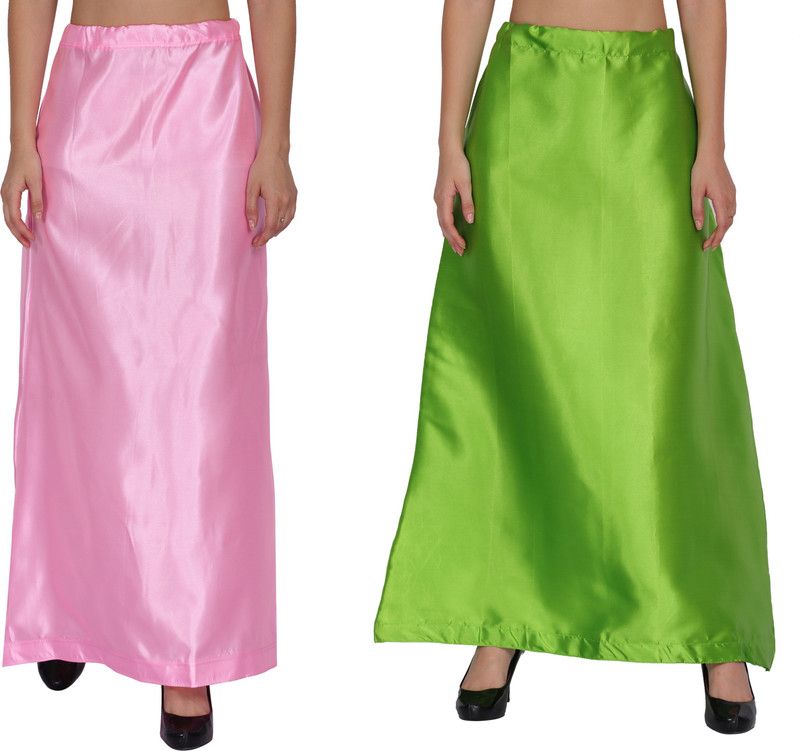 CHITKARA PT03-PT12-BabyPink-LeafGreen Satin Blend Petticoat  (Free)