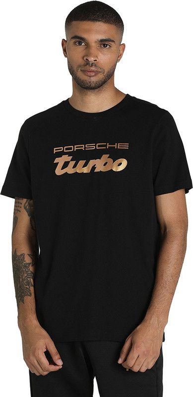 PL Metal Energy Logo Tee Men Solid Crew Neck Cotton Blend Black T-Shirt