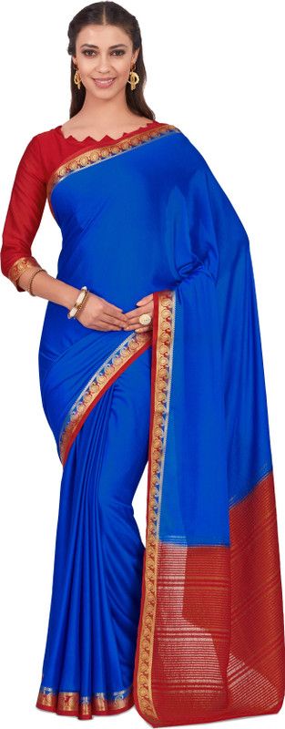 Embellished Kanjivaram Crepe Saree  (Blue)