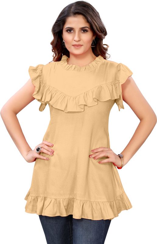 Party Self Design Women Beige Top