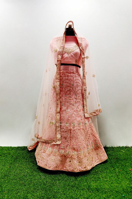 Embellished, Embroidered Semi Stitched Lehenga Choli  (Pink)