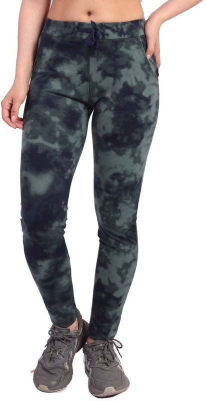 Women Dyed Dark Green Track Pants
