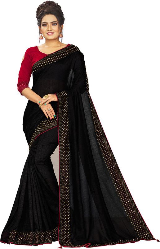 Embellished Bollywood Art Silk Saree  (Black)