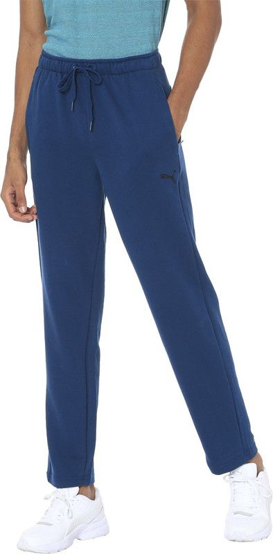 India Zippered Terry Pants Men Solid Blue Track Pants