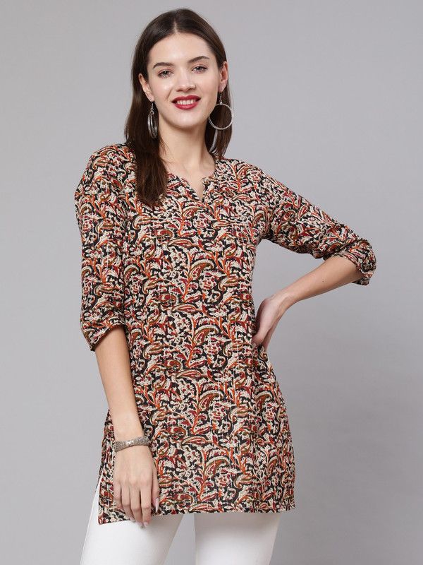Women Printed Pure Cotton Straight Kurta With Attached Dupatta  (Multicolor)