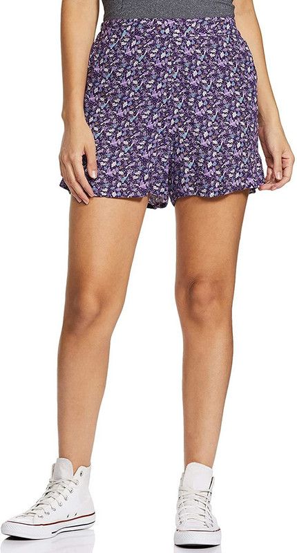 Printed Women Purple Regular Shorts