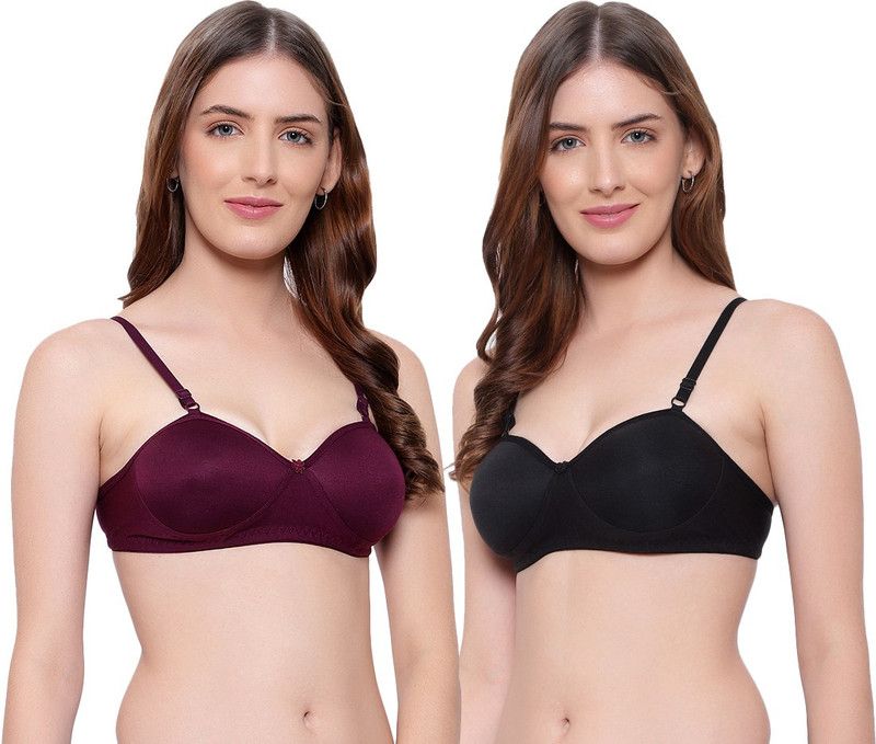 Pack of 3 Women T-Shirt Lightly Padded Bra  (Purple, Black)