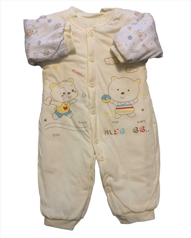 Romper For Baby Boys & Baby Girls Casual Printed Fleece, Cotton Fleece Blend  (Multicolor, Pack of 1)