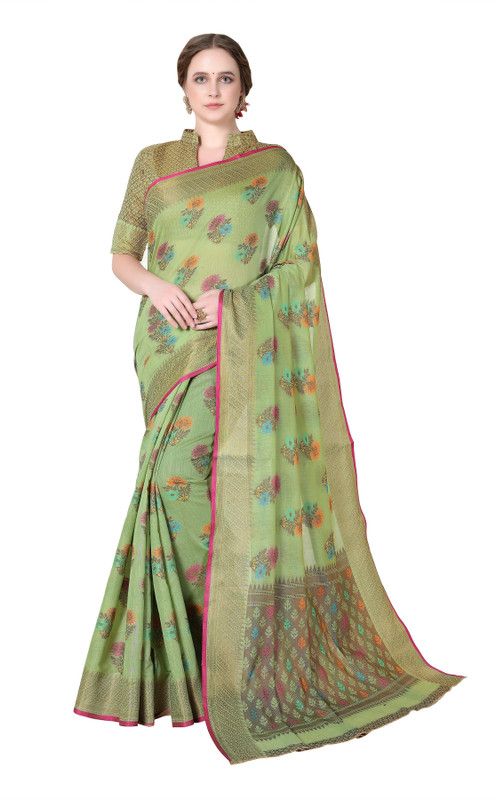 Self Design, Woven Kanjivaram Art Silk, Cotton Silk Saree  (Light Green)
