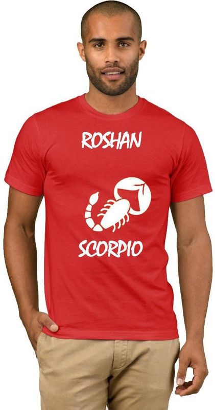 Roshan Zodiac Scorpio Style Fashion V10 Men Printed Round Neck Cotton Blend Red T-Shirt