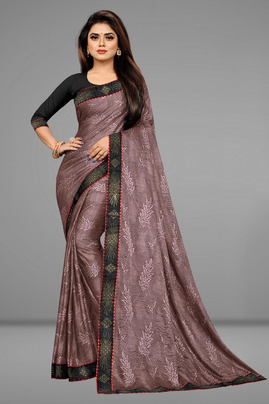 Self Design Daily Wear Lycra Blend, Jacquard Saree  (Brown)