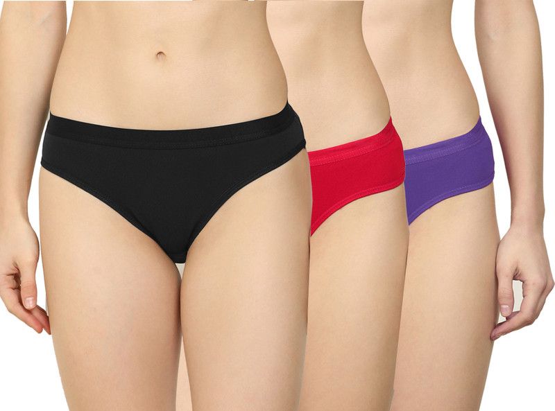 Pack of 3 Women Hipster Black, Purple, Red Panty