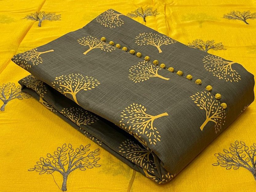 Unstitched Cotton Linen Salwar Suit Material Printed