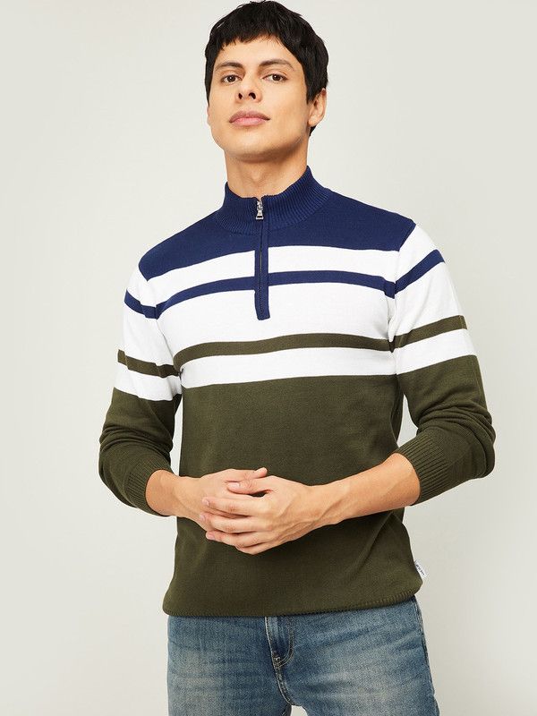 Men Full Sleeve Striped Sweatshirt