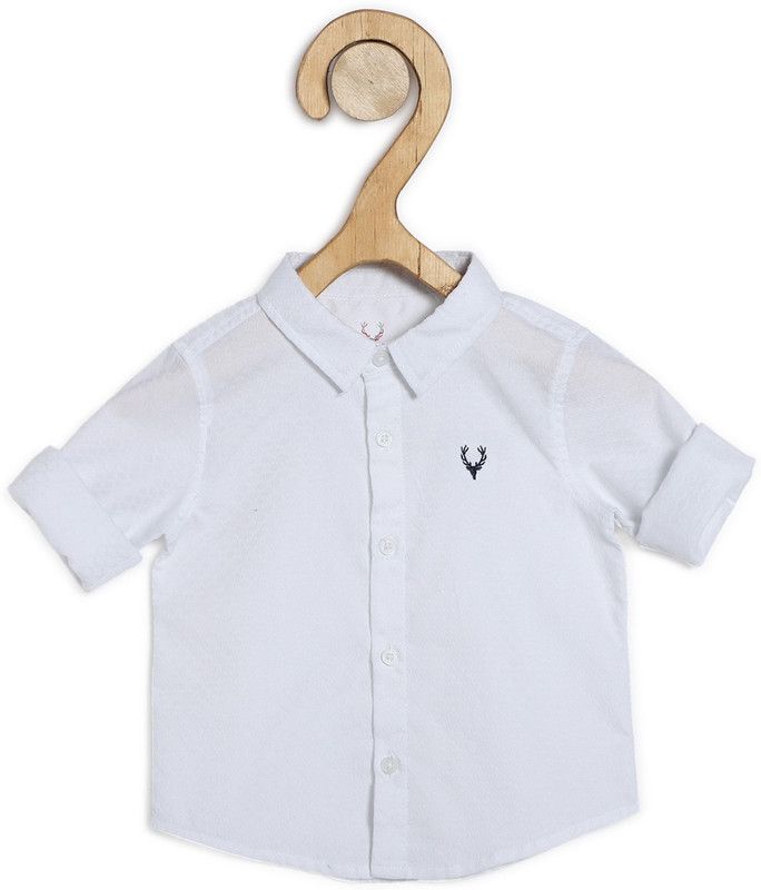 Baby Boys Regular Fit Self Design Spread Collar Casual Shirt