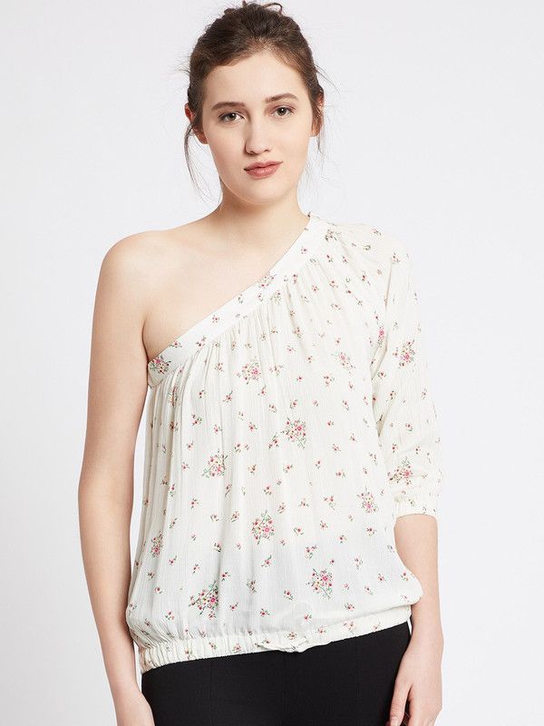 Casual Regular Sleeves Floral Print Women White Top