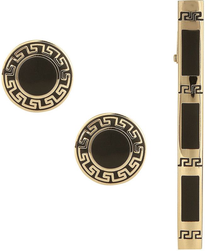 TRIPIN Brass Cufflink & Tie Pin Set  (Black)