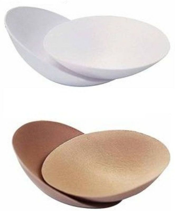 Apraa & Parma Pack of 2 Beige & White Round Soft Bra Inserts Pads Lycra, Cotton Cup Bra Pads  (Beige Pack of 2)