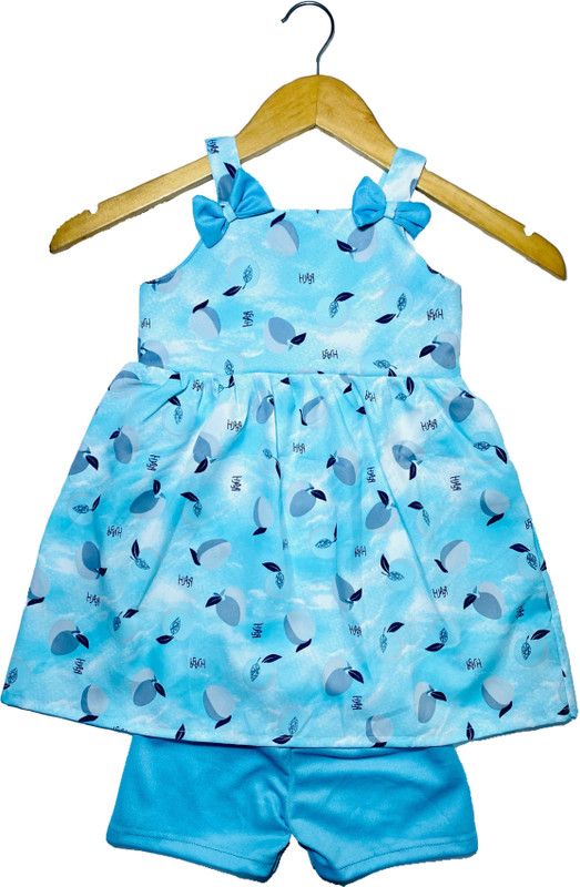 Baby Girls Above Knee Casual Dress  (Blue, Sleeveless)
