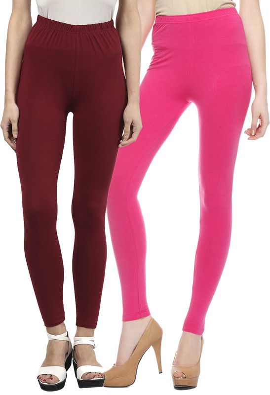 Sakhi Sang Ethnic Wear Legging  (Maroon, Pink, Solid)
