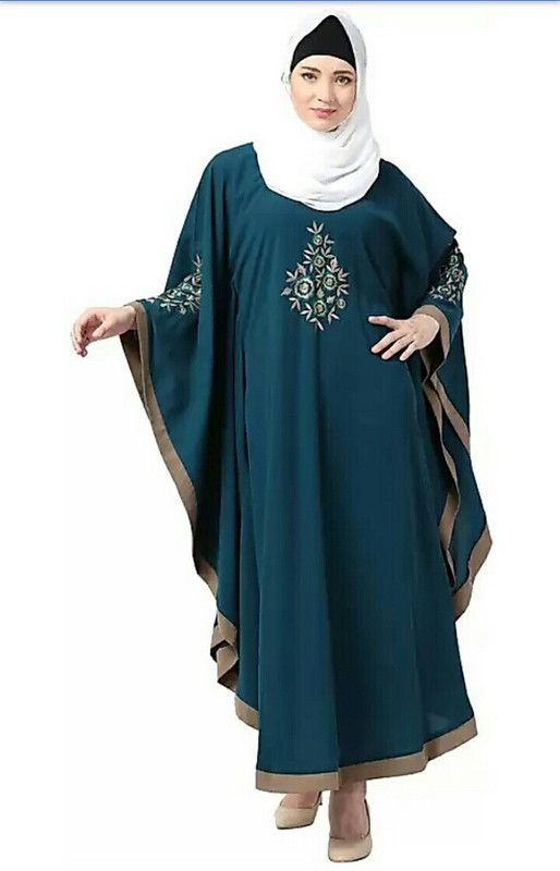 shanaz fashion SB0046 Georgette, Poly Georgette, Crepe Solid Abaya With Hijab  (Black)