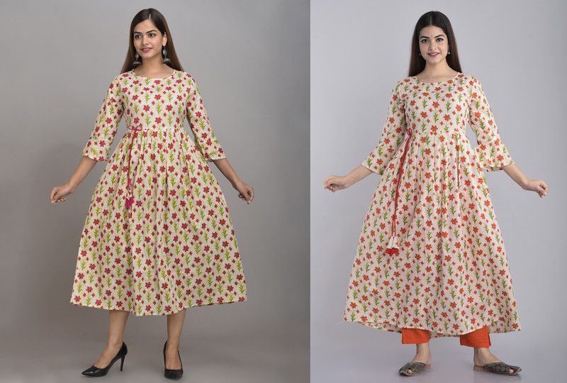 Women Gown Pink, Orange Dress