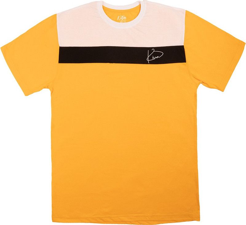 Men Round Neck Cut & Sew Regular Fit Casual Cotton Yellow & White T-shirts Men Colorblock Round Neck Cotton Blend White, Yellow T-Shirt