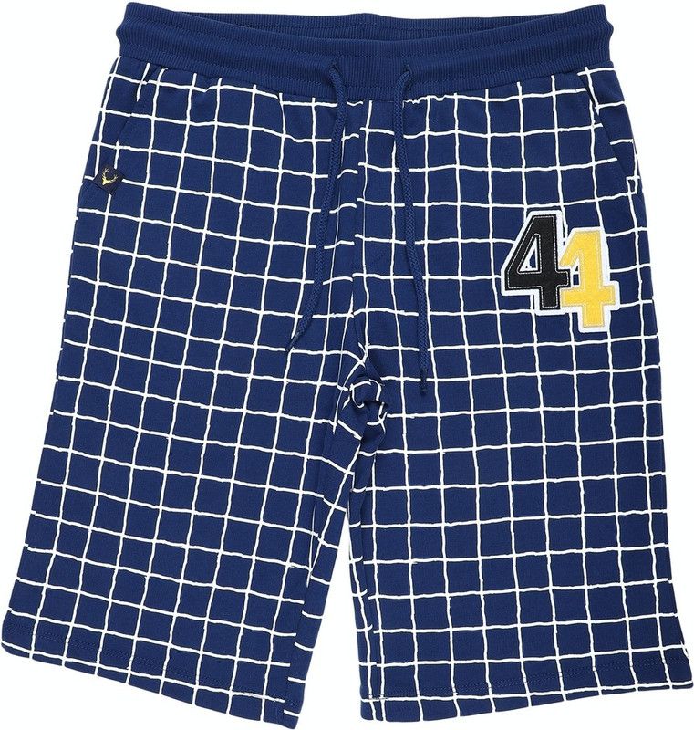 Short For Boys Casual Checkered Polycotton  (Dark Blue, Pack of 1)