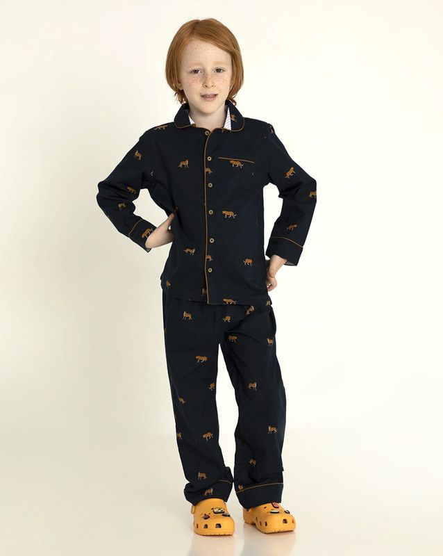 Boys & Girls Printed Pure Cotton Kids Nightwear  (Dark Blue Pack of 1)