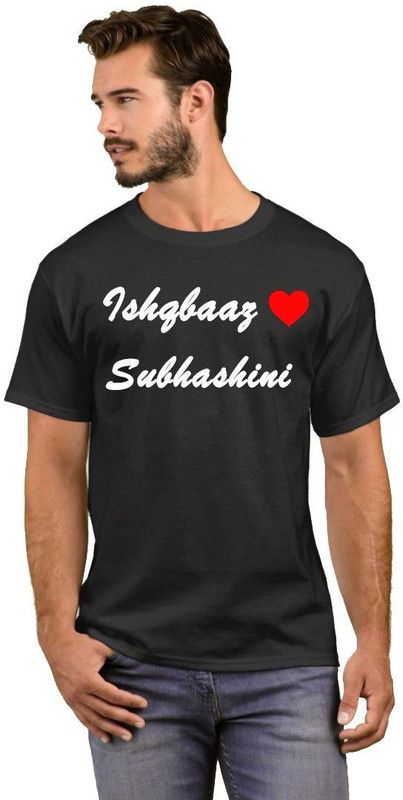 Ishqbaaz Subhashini Men Printed Round Neck Cotton Blend White, Black T-Shirt