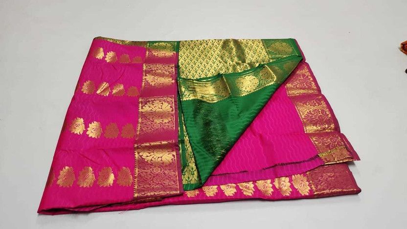 Self Design Kanjivaram Silk Blend Saree  (Magenta)