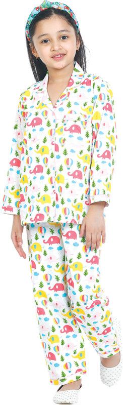 Girls Shirt & Pyjama set Multicolor Printed
