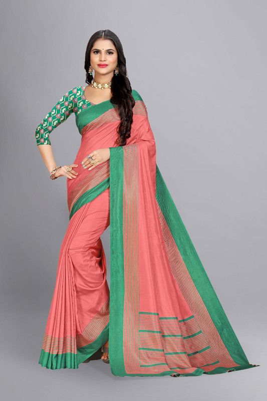 Printed Bollywood Art Silk Saree  (Pink, Green)