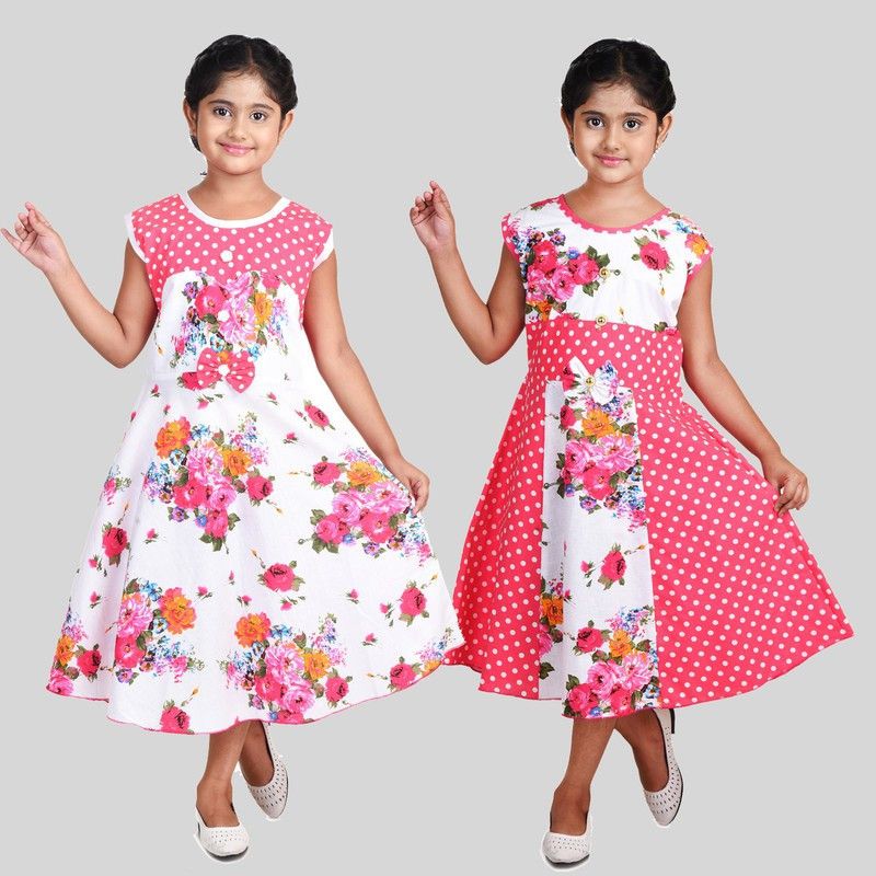 Girls Calf Length Festive/Wedding Dress  (Multicolor, Sleeveless)