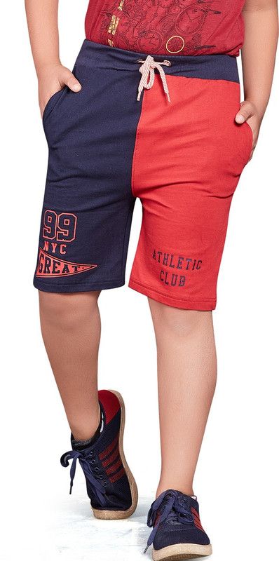 Short For Boys & Girls Casual Solid Cotton Blend  (Red, Pack of 1)